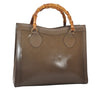 Authentic GUCCI Vintage Bamboo Shoulder Tote Bag Leather 0028260 Brown 5304I