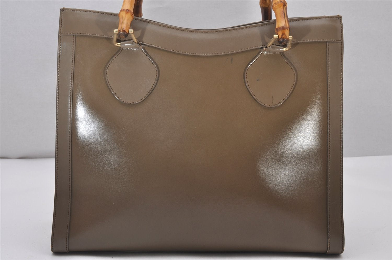 Authentic GUCCI Vintage Bamboo Shoulder Tote Bag Leather 0028260 Brown 5304I