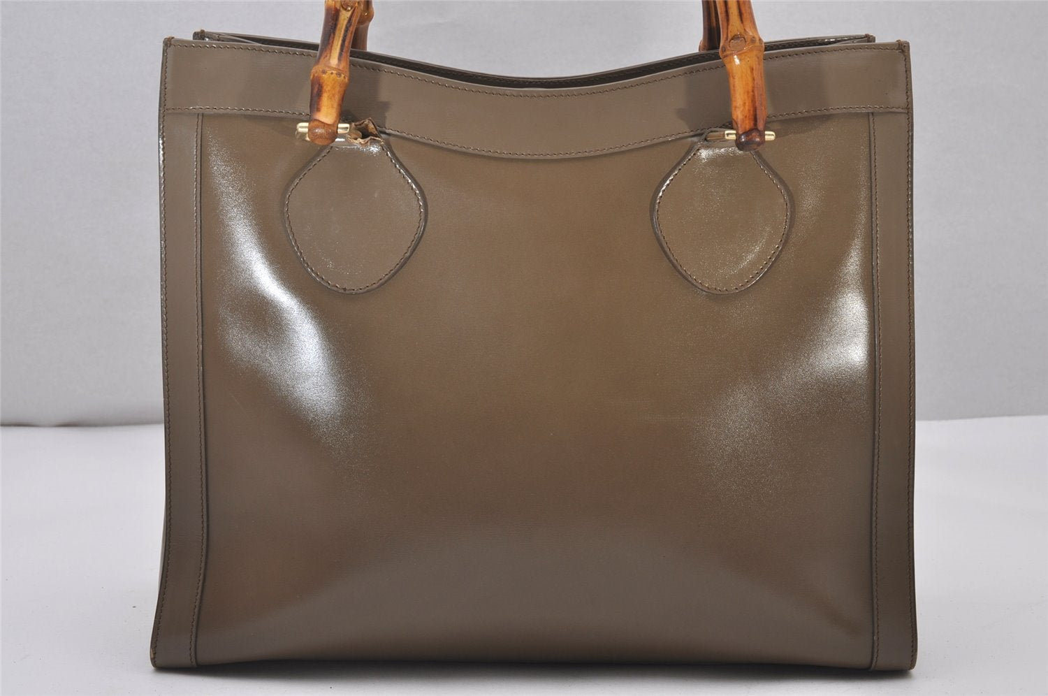 Authentic GUCCI Vintage Bamboo Shoulder Tote Bag Leather 0028260 Brown 5304I