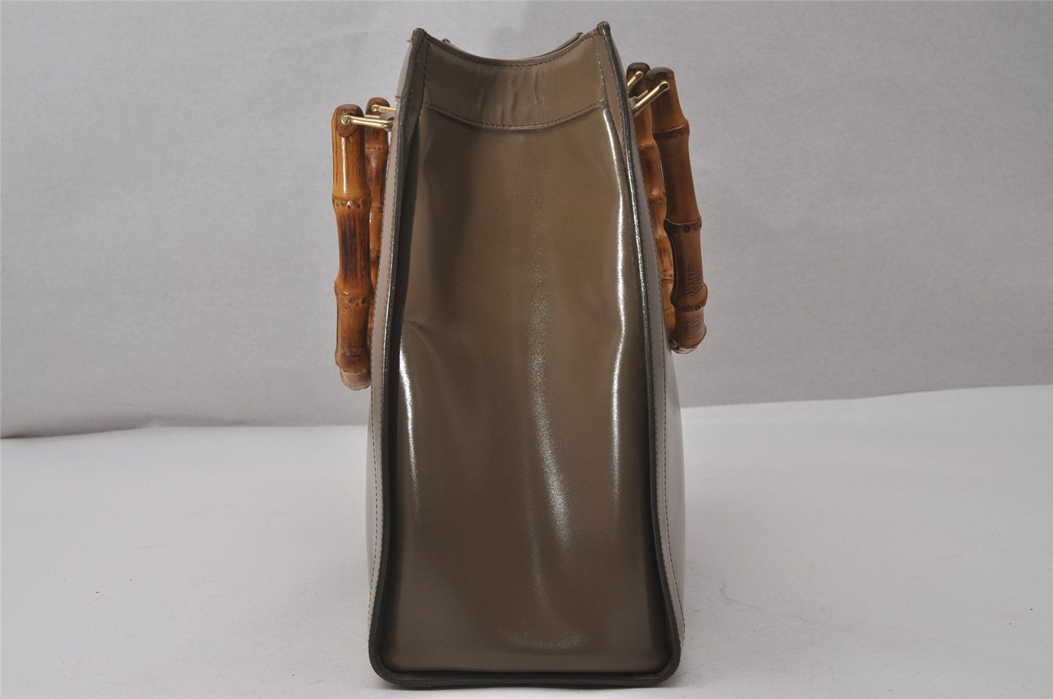 Authentic GUCCI Vintage Bamboo Shoulder Tote Bag Leather 0028260 Brown 5304I