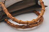 Authentic GUCCI Vintage Bamboo Shoulder Tote Bag Leather 0028260 Brown 5304I