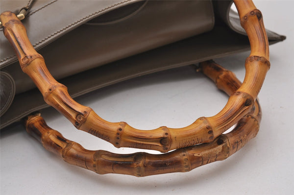 Authentic GUCCI Vintage Bamboo Shoulder Tote Bag Leather 0028260 Brown 5304I