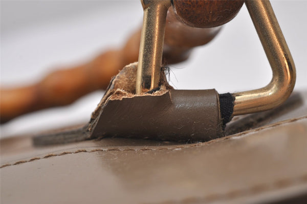 Authentic GUCCI Vintage Bamboo Shoulder Tote Bag Leather 0028260 Brown 5304I