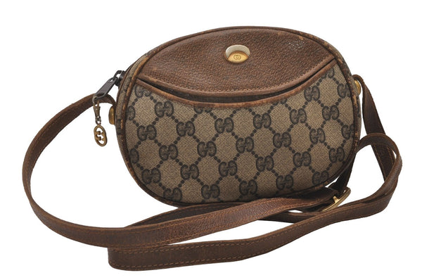 Authentic GUCCI Vintage Shoulder Cross Body Bag Purse GG PVC Leather Brown 5306I