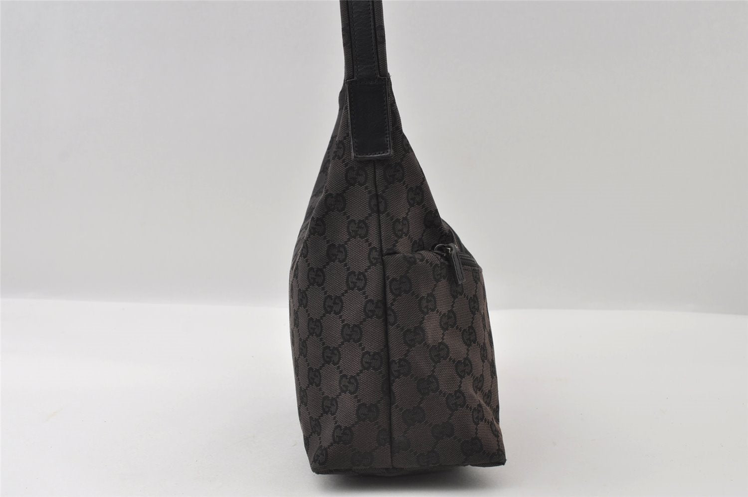 Authentic GUCCI Shoulder Hand Bag Purse GG Canvas Leather 0013386 Black 5307I