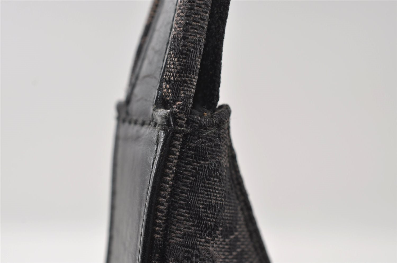 Authentic GUCCI Shoulder Hand Bag Purse GG Canvas Leather 0013386 Black 5307I