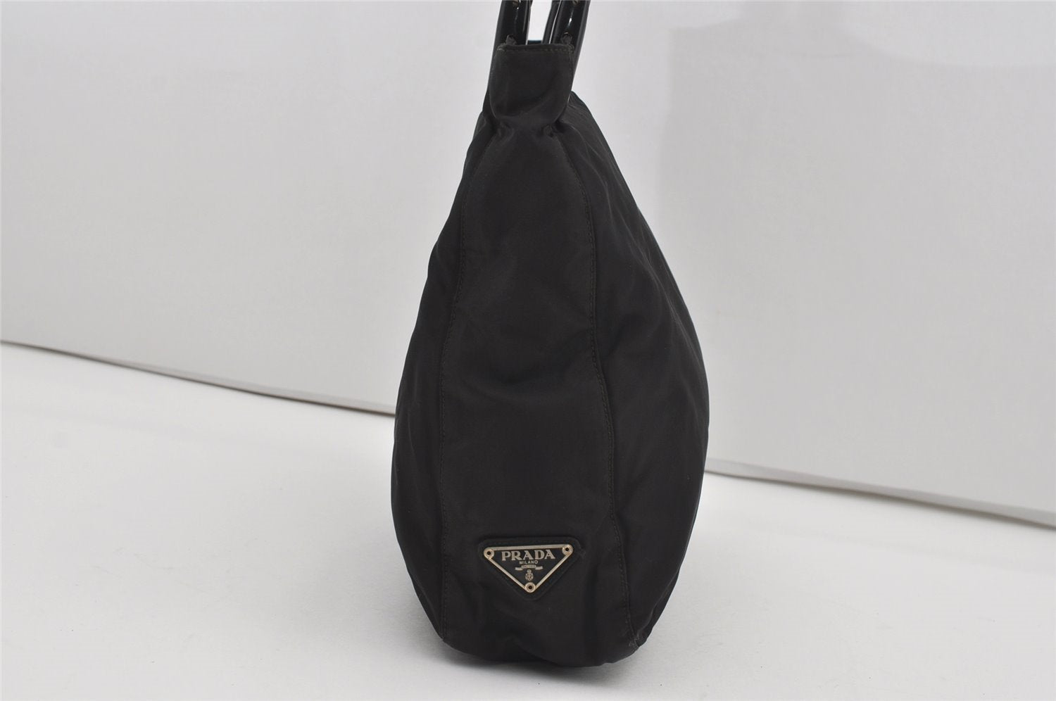 Authentic PRADA Vintage Nylon Tessuto Plastic Shoulder Hand Bag Black 5308I