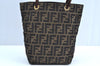 Authentic FENDI Zucca Vintage Shoulder Hand Tote Bag Nylon Leather Brown 5309H