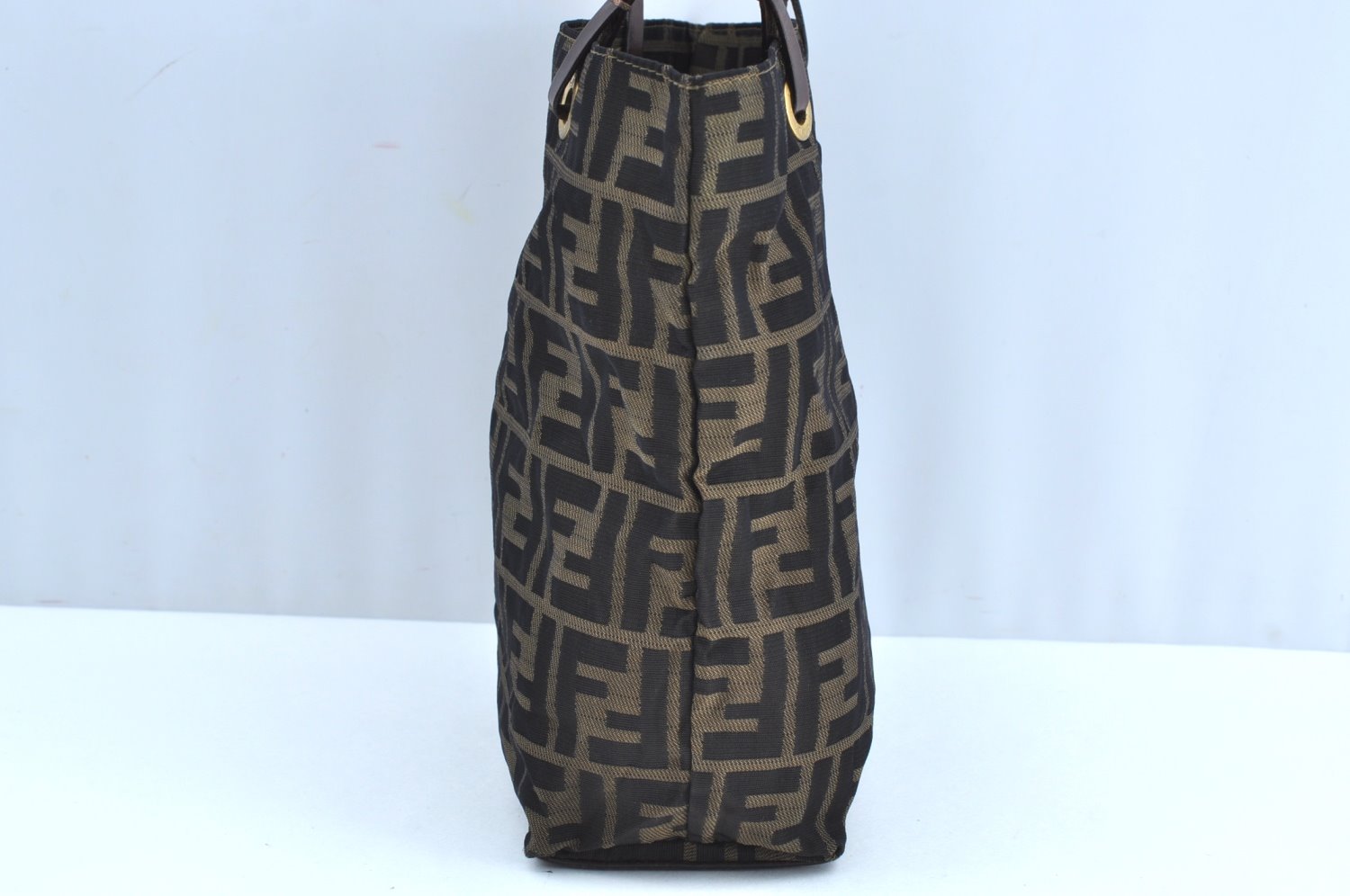 Authentic FENDI Zucca Vintage Shoulder Hand Tote Bag Nylon Leather Brown 5309H