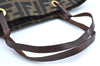 Authentic FENDI Zucca Vintage Shoulder Hand Tote Bag Nylon Leather Brown 5309H