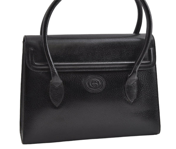 Authentic GUCCI Vintage Hand Bag Purse Leather Black 5309I