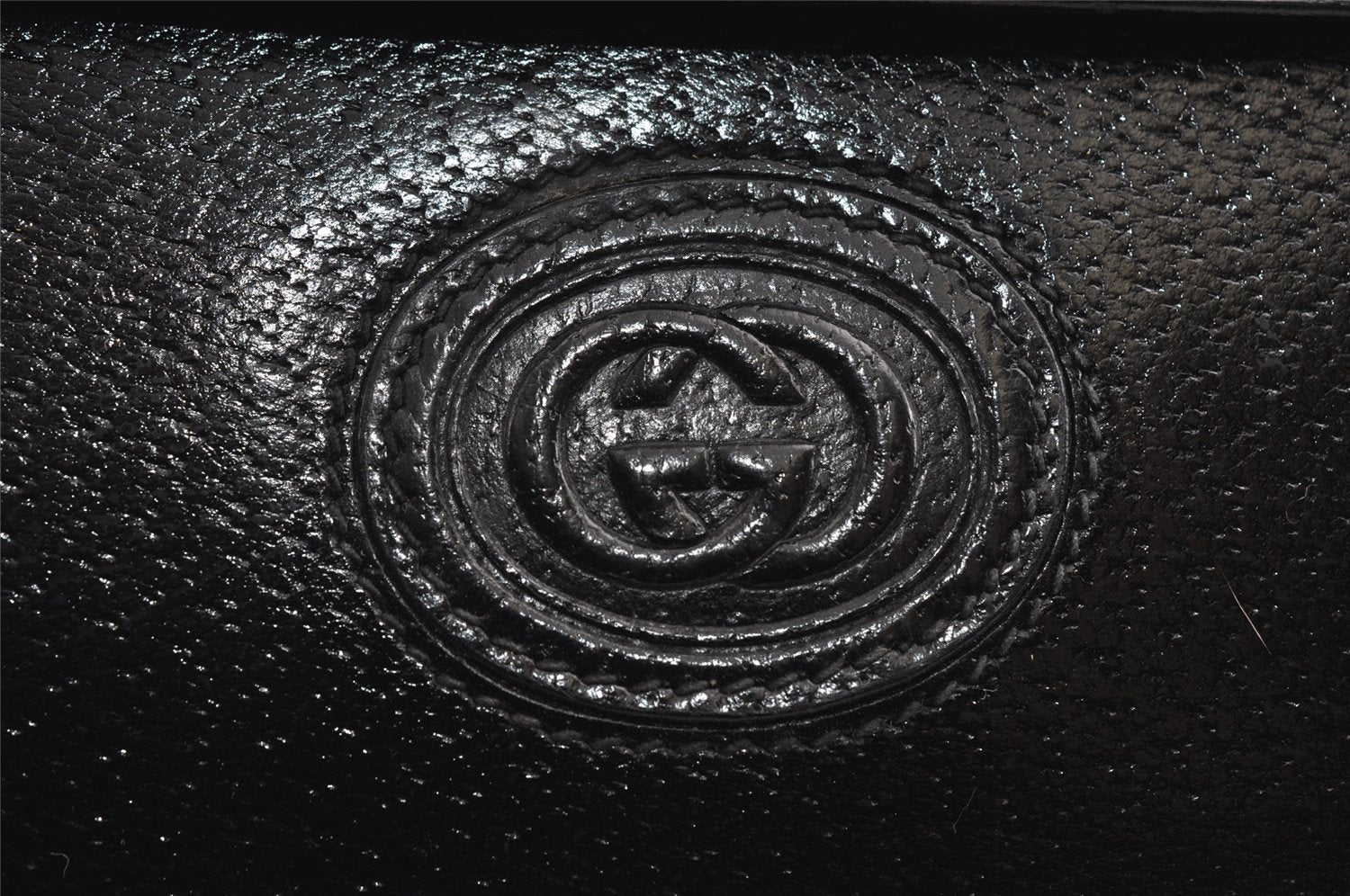 Authentic GUCCI Vintage Hand Bag Purse Leather Black 5309I