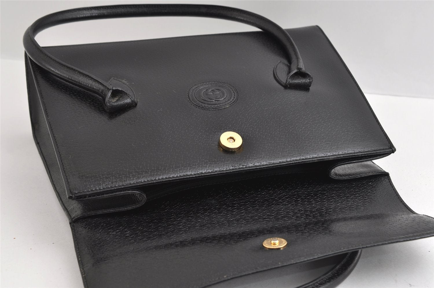 Authentic GUCCI Vintage Hand Bag Purse Leather Black 5309I