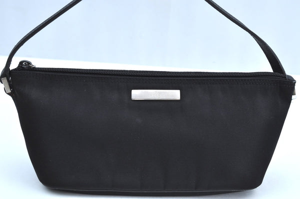 Authentic GUCCI Hand Bag Pouch Purse Nylon Leather 0391103 Black 5312F