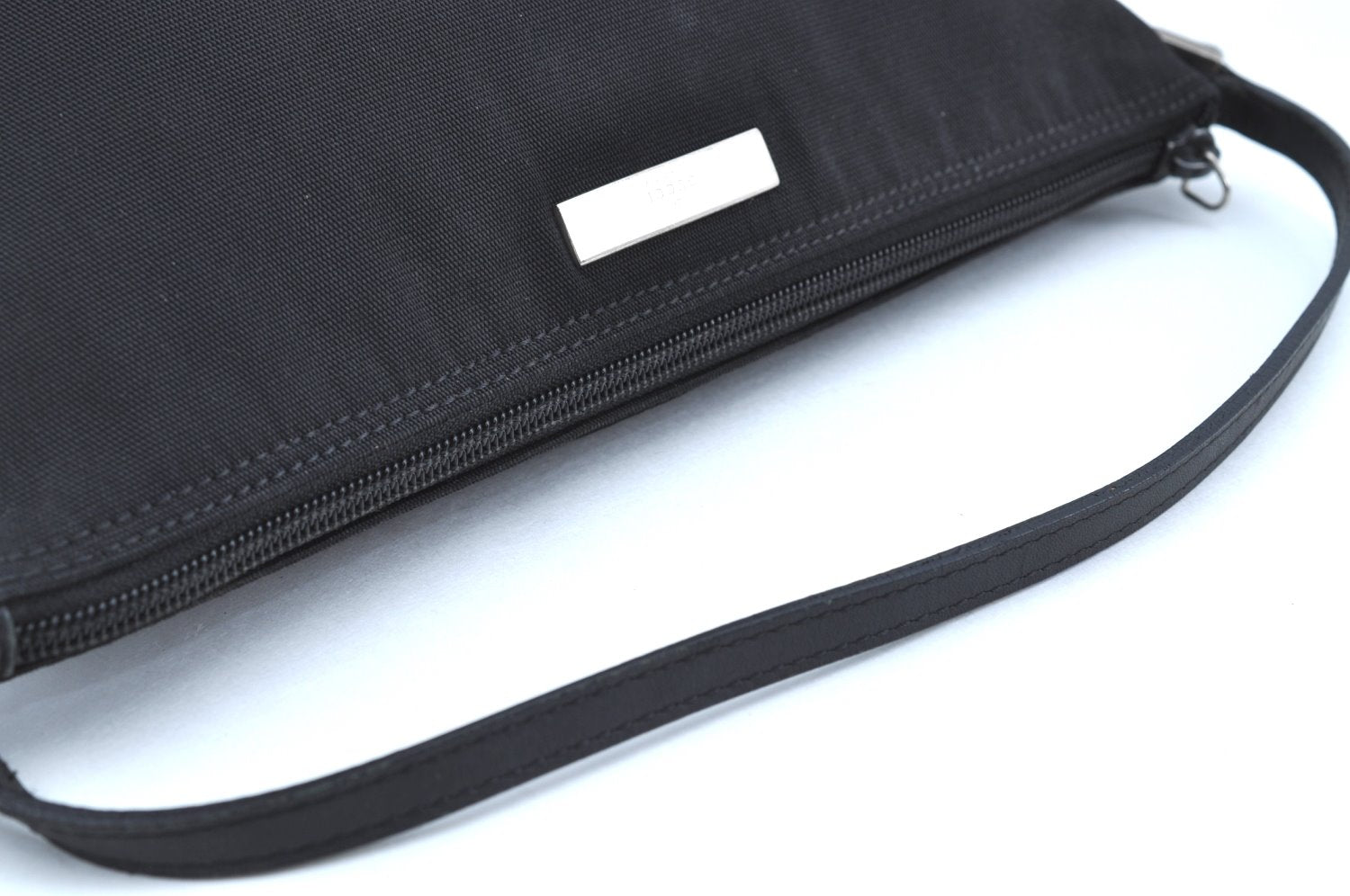 Authentic GUCCI Hand Bag Pouch Purse Nylon Leather 0391103 Black 5312F