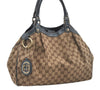 Authentic GUCCI Sukey Shoulder Tote Bag GG Canvas Leather 211944 Brown 5314I