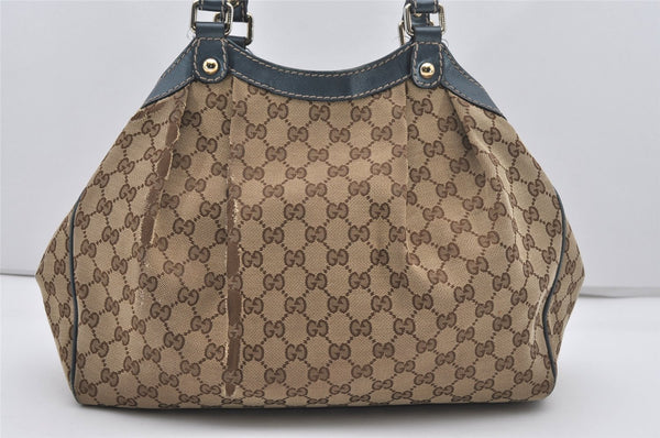 Authentic GUCCI Sukey Shoulder Tote Bag GG Canvas Leather 211944 Brown 5314I