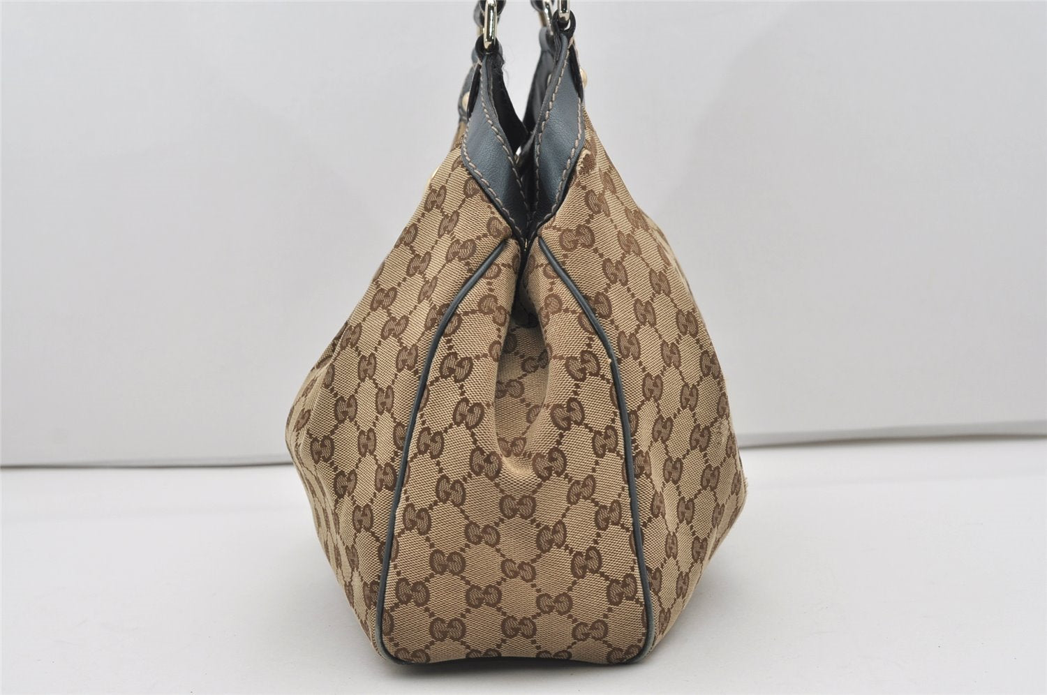 Authentic GUCCI Sukey Shoulder Tote Bag GG Canvas Leather 211944 Brown 5314I