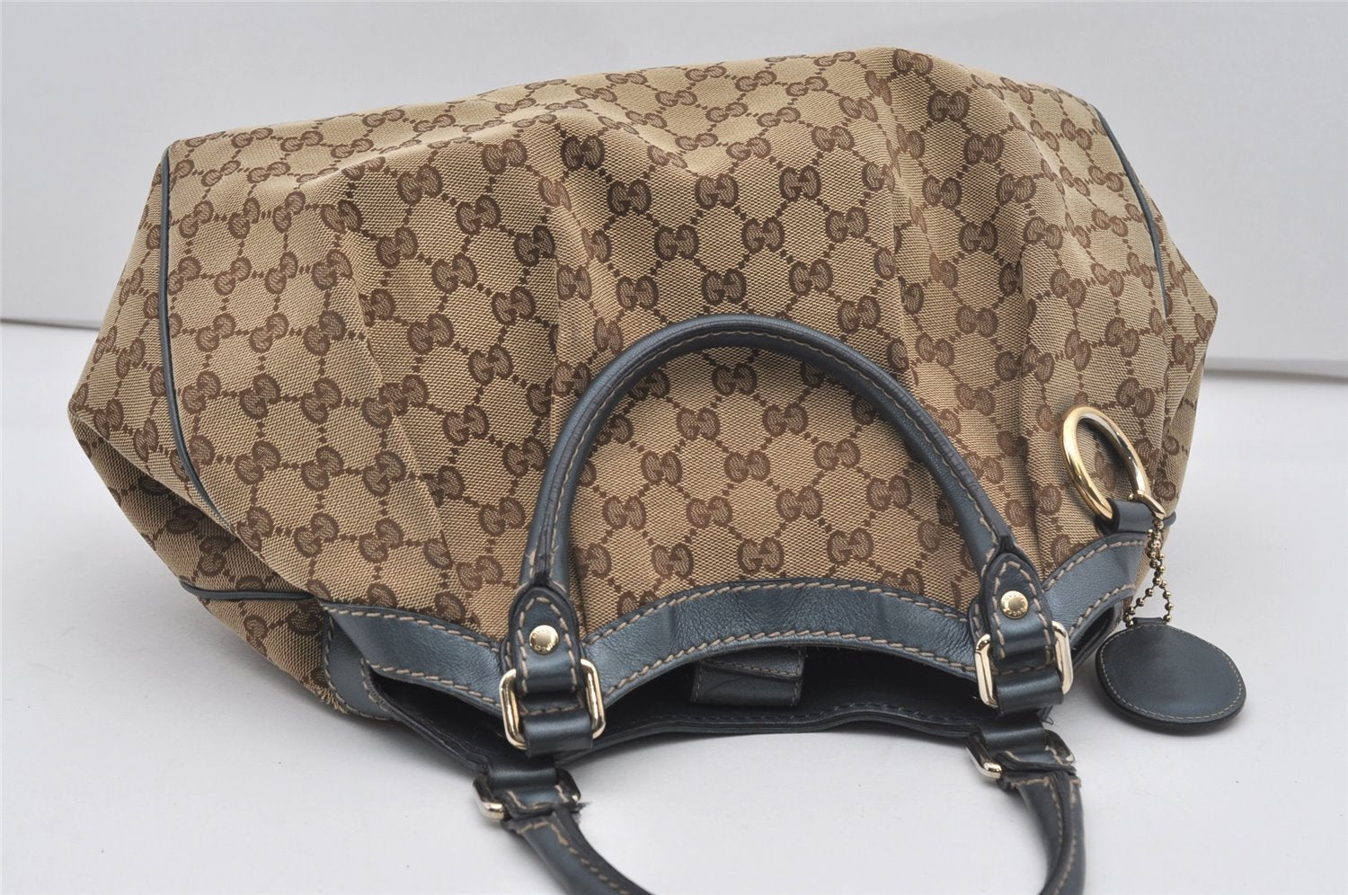 Authentic GUCCI Sukey Shoulder Tote Bag GG Canvas Leather 211944 Brown 5314I