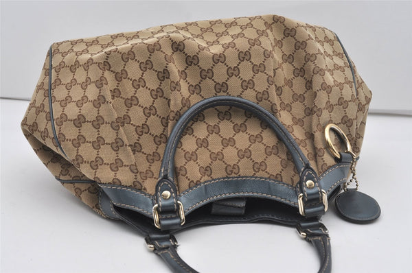 Authentic GUCCI Sukey Shoulder Tote Bag GG Canvas Leather 211944 Brown 5314I