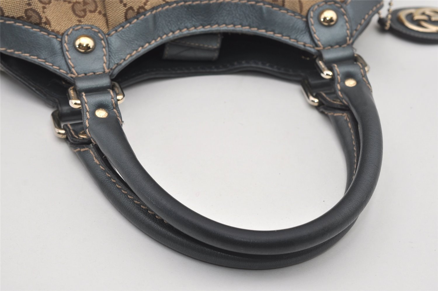 Authentic GUCCI Sukey Shoulder Tote Bag GG Canvas Leather 211944 Brown 5314I