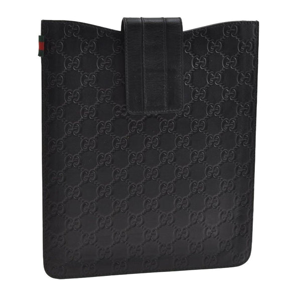 Authentic GUCCI Guccissima GG Leather iPad Tablet Case 256575 Black 5316I