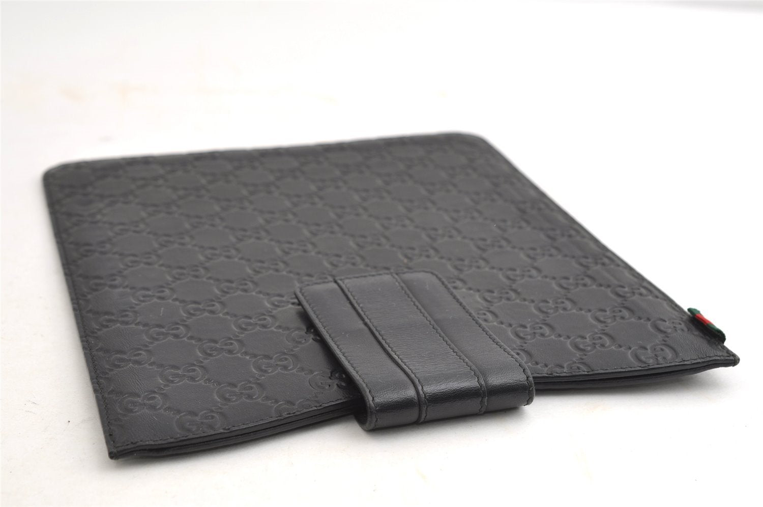 Authentic GUCCI Guccissima GG Leather iPad Tablet Case 256575 Black 5316I