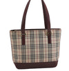 Authentic BURBERRY Nova Check Canvas Leather Shoulder Hand Bag Beige 5319F