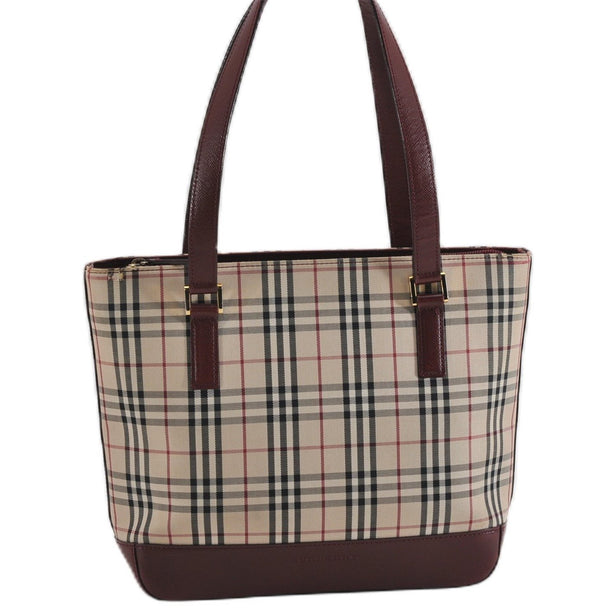 Authentic BURBERRY Nova Check Canvas Leather Shoulder Hand Bag Beige 5319F
