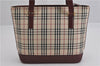 Authentic BURBERRY Nova Check Canvas Leather Shoulder Hand Bag Beige 5319F