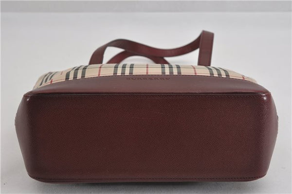Authentic BURBERRY Nova Check Canvas Leather Shoulder Hand Bag Beige 5319F