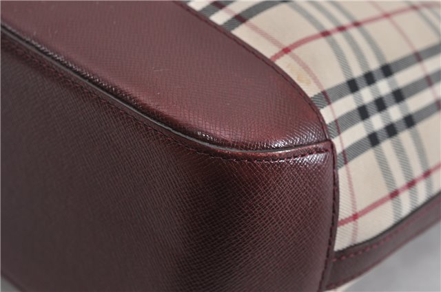 Authentic BURBERRY Nova Check Canvas Leather Shoulder Hand Bag Beige 5319F