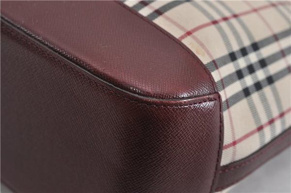 Authentic BURBERRY Nova Check Canvas Leather Shoulder Hand Bag Beige 5319F
