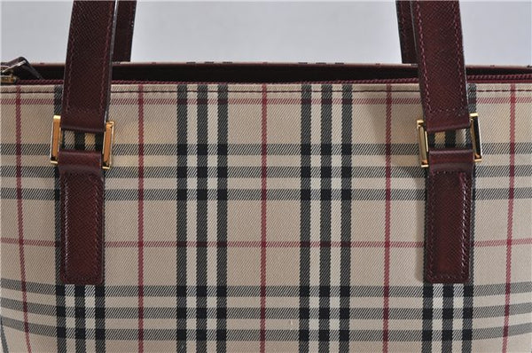 Authentic BURBERRY Nova Check Canvas Leather Shoulder Hand Bag Beige 5319F