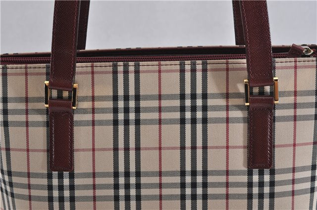 Authentic BURBERRY Nova Check Canvas Leather Shoulder Hand Bag Beige 5319F