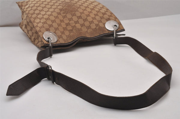 Authentic GUCCI Eclipse Shoulder Cross Bag GG Canvas Leather 120842 Brown 5320I