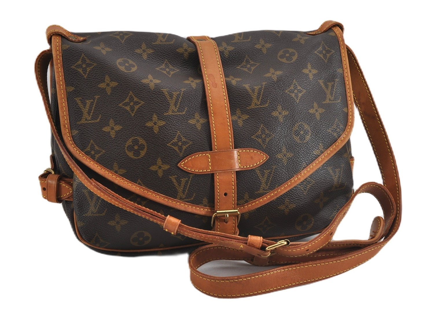Authentic Louis Vuitton Monogram Saumur 30 Shoulder Cross Bag M42256 LV 5322F