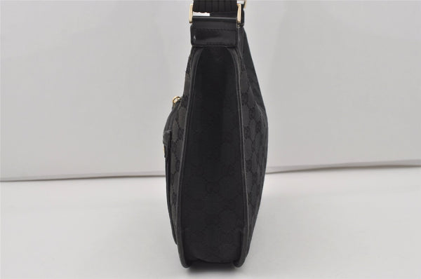 Authentic GUCCI Vintage Shoulder Bag Purse GG Canvas Leather 0014198 Black 5324I