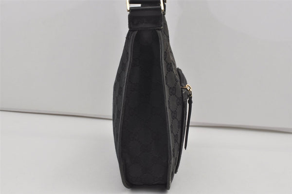Authentic GUCCI Vintage Shoulder Bag Purse GG Canvas Leather 0014198 Black 5324I