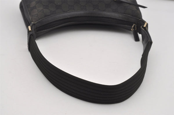 Authentic GUCCI Vintage Shoulder Bag Purse GG Canvas Leather 0014198 Black 5324I