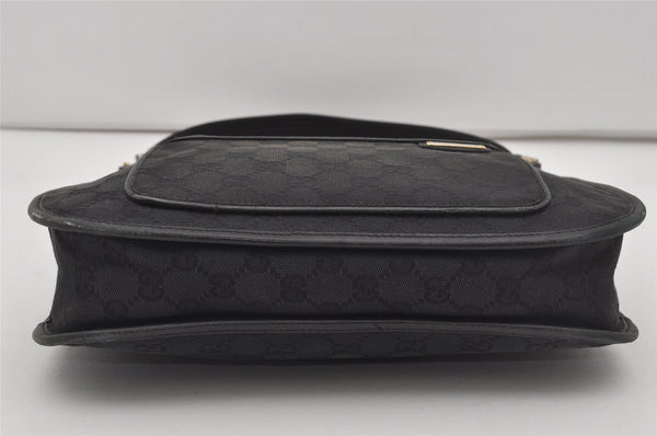 Authentic GUCCI Vintage Shoulder Bag Purse GG Canvas Leather 0014198 Black 5324I