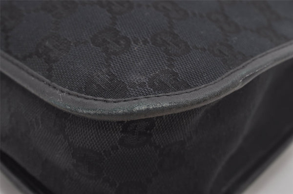 Authentic GUCCI Vintage Shoulder Bag Purse GG Canvas Leather 0014198 Black 5324I