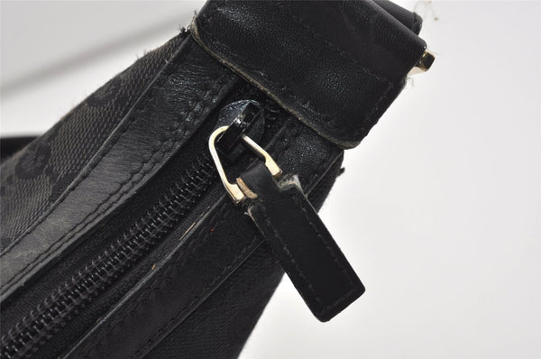 Authentic GUCCI Vintage Shoulder Bag Purse GG Canvas Leather 0014198 Black 5324I