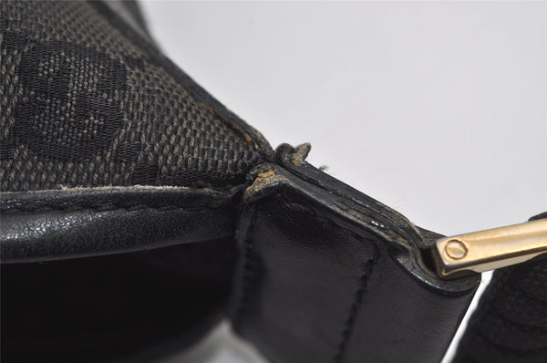 Authentic GUCCI Vintage Shoulder Bag Purse GG Canvas Leather 0014198 Black 5324I