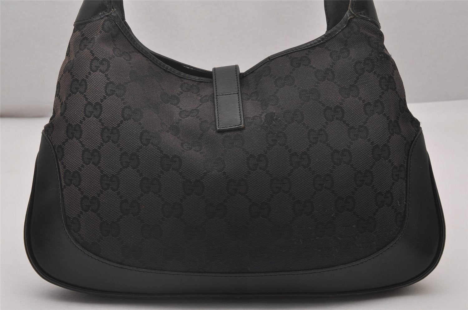 Authentic GUCCI Jackie Shoulder Hand Bag GG Canvas Leather 0013306 Black 5326I