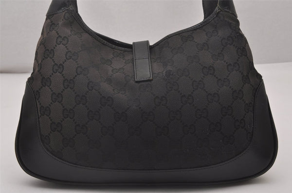 Authentic GUCCI Jackie Shoulder Hand Bag GG Canvas Leather 0013306 Black 5326I