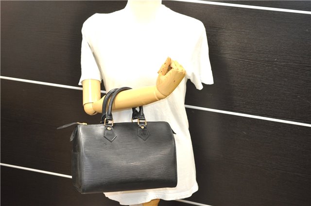 Authentic Louis Vuitton Epi Speedy 25 Hand Boston Bag Black M59032 LV 5329D