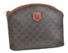 Authentic CELINE Macadam Pattern Pouch Purse PVC Leather Brown 5330D