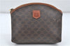 Authentic CELINE Macadam Pattern Pouch Purse PVC Leather Brown 5330D