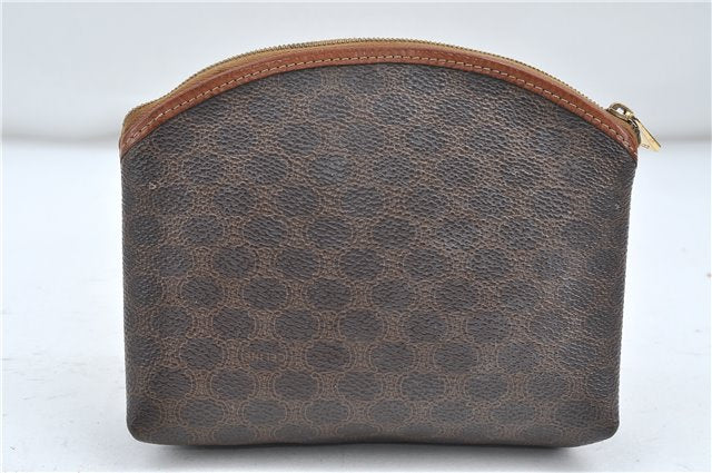 Authentic CELINE Macadam Pattern Pouch Purse PVC Leather Brown 5330D